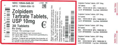 10mg 30ct (Label Zolpidem Tartrate Tabs 10mg Bpi(10544 548 30) Torrent(13668 008 10) Rev0)
